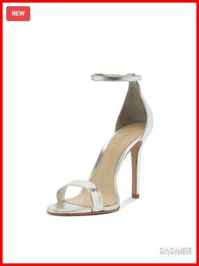 Metallic Leather Strappy Heeled Sandal Ankle Strap Formal Evening